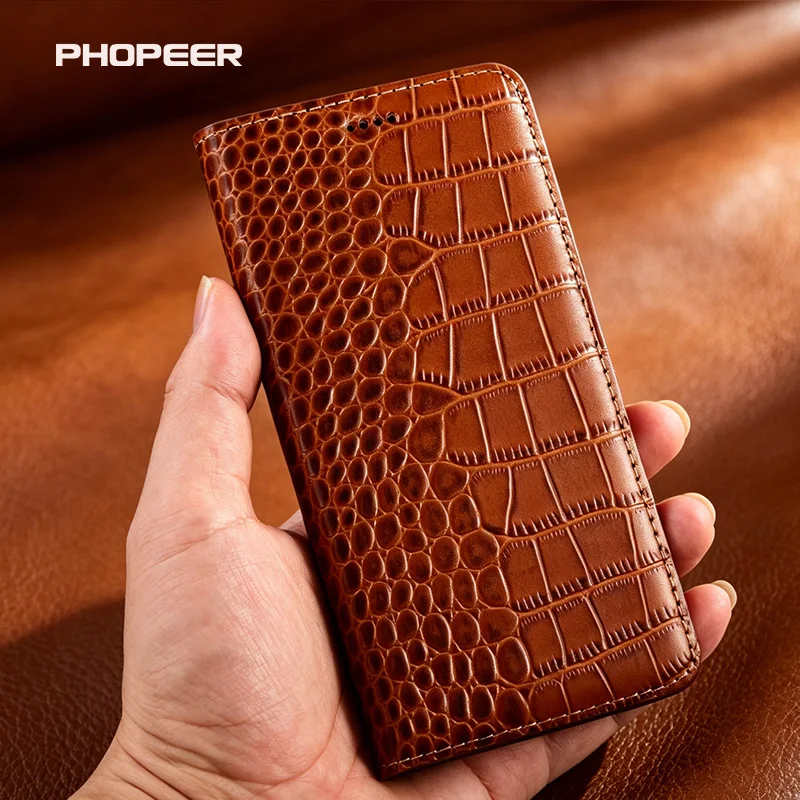 Фото Роскошный чехол из натуральной кожи для OPPO K12 11 10 9 7 5 3 X Plus Pro Vigor с текстурой под крокодила, чехол-кошелек для телефона №5