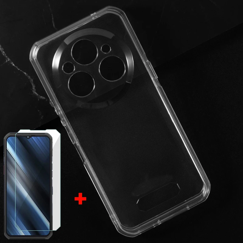 2в1 закаленное стекло для Oukitel WP35 силиконовый мягкий прозрачный чехол из ТПУ
