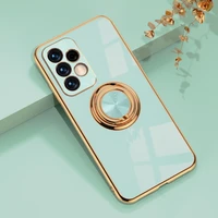 for samsung a53 5g case luxury electroplated phone case for samsung galaxy a53 a73 a52s a52 ring holder straight edge back cover