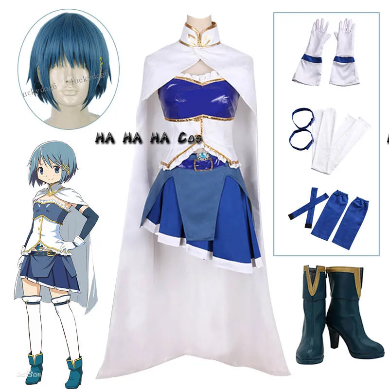 

Puella Magi Madoka Magica Miki Sayaka аниме искусственное платье парик обувь перчатки реквизит для женщин для Хэллоуина карнавала Вечерние
