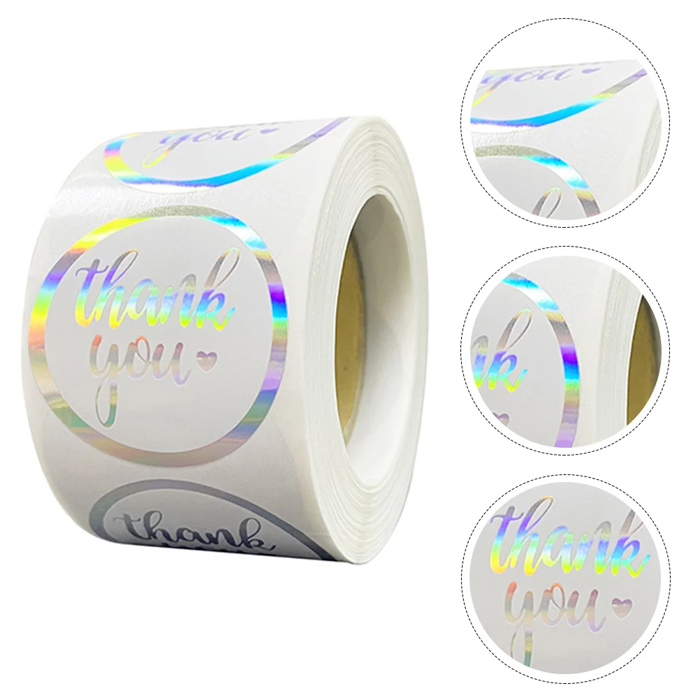 

1 Roll of 500Pcs Thank You Stickers Round Labels Gift Envelope Sealing Stickers
