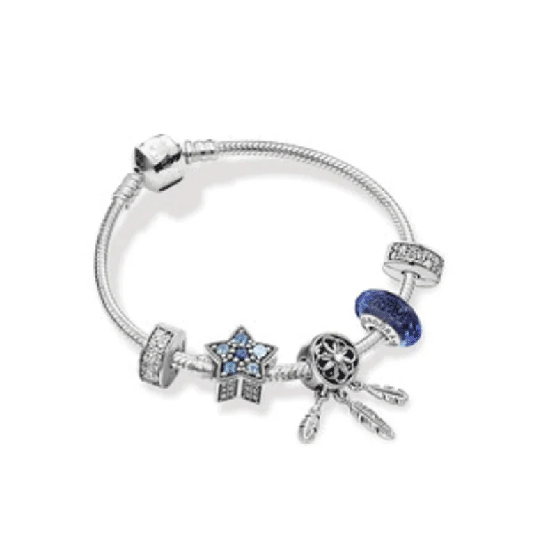 

Роскошные шармы «Ловец снов» со звездами, подвески в панорамном стиле, мужские браслеты из серебра 925 пробы для женщин, браслеты, бусины для ...