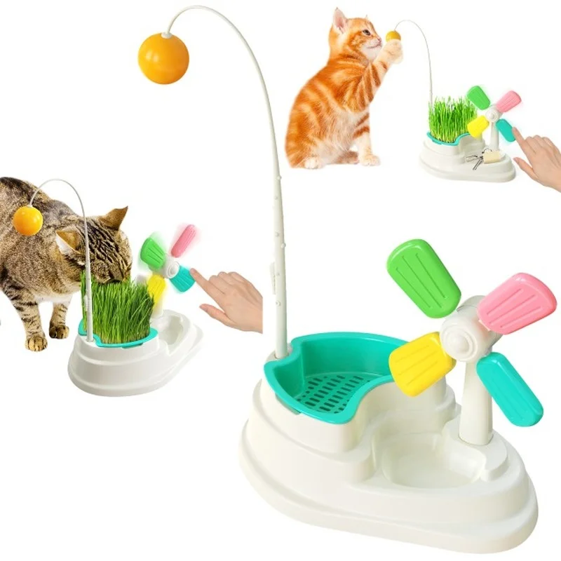

Новая ветряная мельница, дразнящая Многофункциональная игрушка для кошек, дразнящая палочка может быть установлена, дразнящая Кошачьей Мя...
