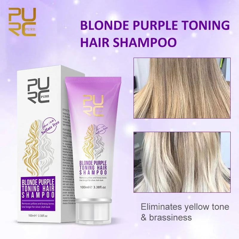 

100ML Blonde Purple Hair Shampoo Removes Yellow and Brassy Tones for Silver Ash Look Purple Hair Shampoo Professional Hair Care