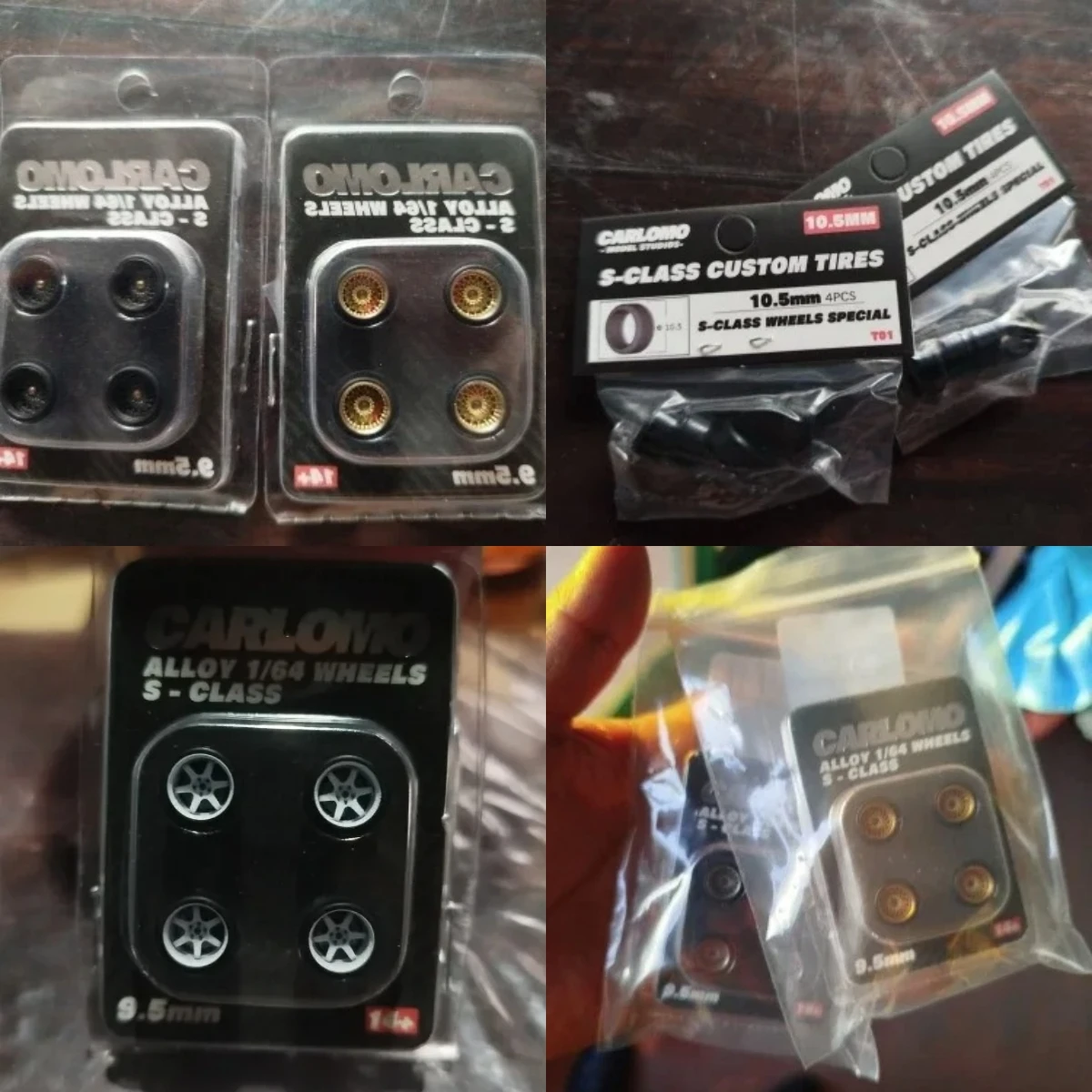 Набор из 4 шт. для модели автомобиля Carlomo 1/64 S-класса с резиновыми шинами тормозные