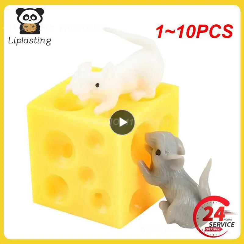 

1~10PCS Funny Mouse Cheese Squeeze Anti-stress Toy Sloth and Seek Squishable Figures Stress Relief Fidget Toys For Kids