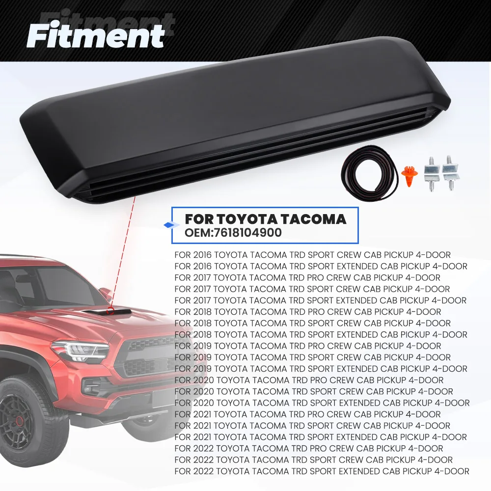 Фото RASTP-Новый передний верхний капот, впускной воздуховод, черный для Toyota Tacoma 2016-2022, 7618104900 LKT195 №5