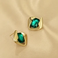 2022 trend luxury green crystal womens earrings fashion charm vintage woman earring jewelry party stud girl dangle accessories