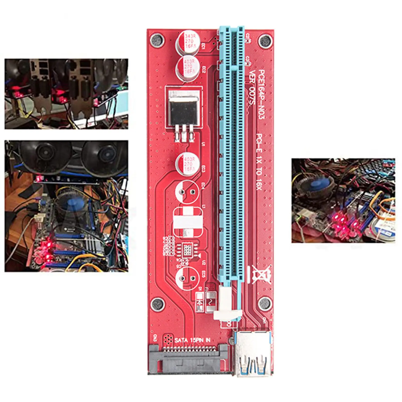 VER007S Карта адаптера PCI E Express PCIE 1X–16X USB3.0 Удлинительный кабель изображения Bitcoin