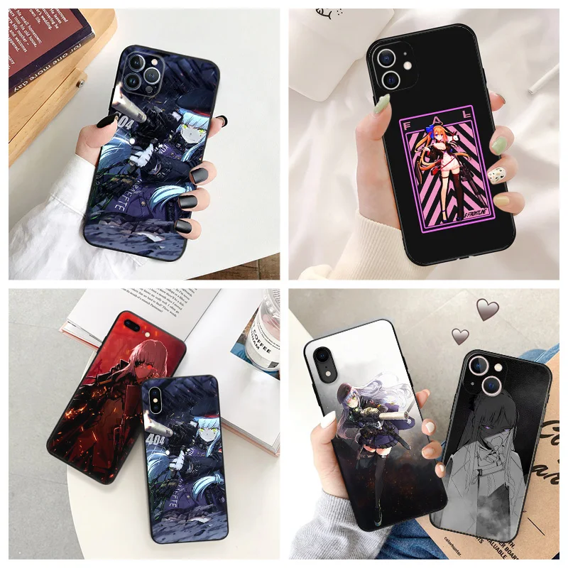 

Black Matte Anti-Drop Phone Case For iPhone 14 12 13 Pro Max 11 Mini 7 8 6 6s Plus XS X XR SE Luxury Girls Frontline Cover