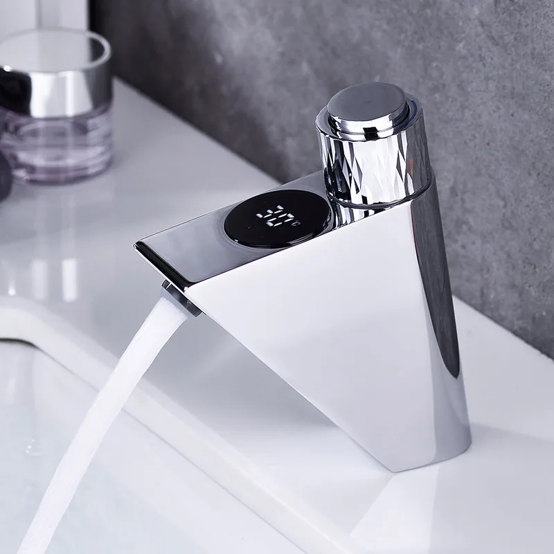 

Smart Faucet Deck Mounted LED Digital Display Washbasin Hot and Cold Faucet Thermostatic Bathroom Mixer Tap Sink Taps