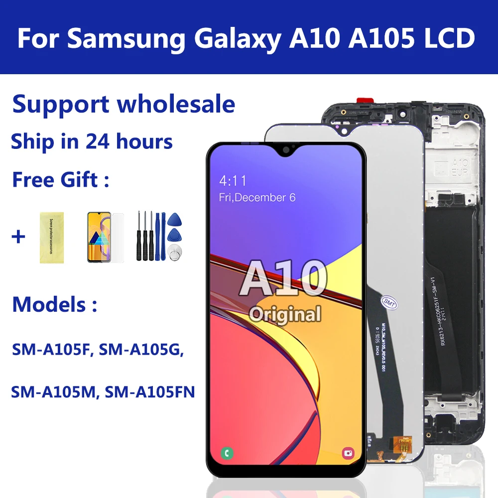 

6,2 "Оригинальный ЖК-дисплей для Samsung Galaxy A10 A105 A105F SM-A105F, ЖК-дисплей, сенсорный экран, дигитайзер с рамкой, дигитайзер в сборе