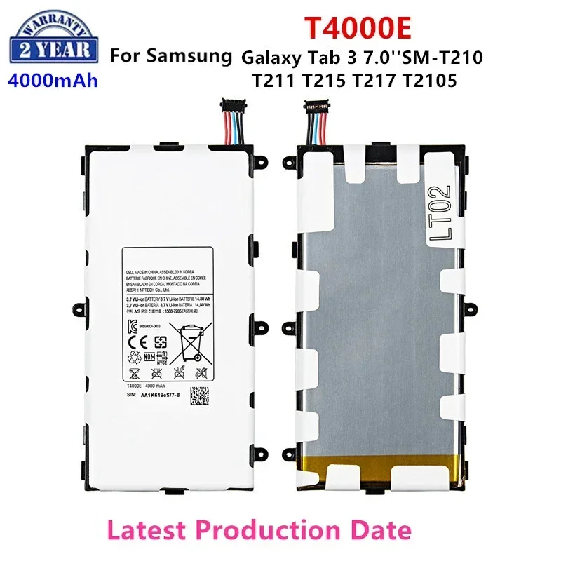 Новый аккумулятор для планшета T4000E 4000 мАч Samsung Galaxy Tab 3 7 0 '' T211 T210 T215 T217A T210R T2105
