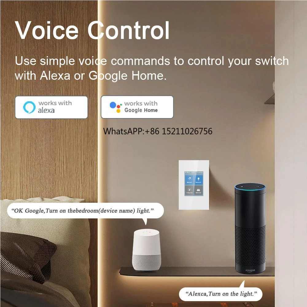 Новый 4-кнопочный смарт-переключатель с ЖК-дисплеем для умного дома сеткой Wi-Fi