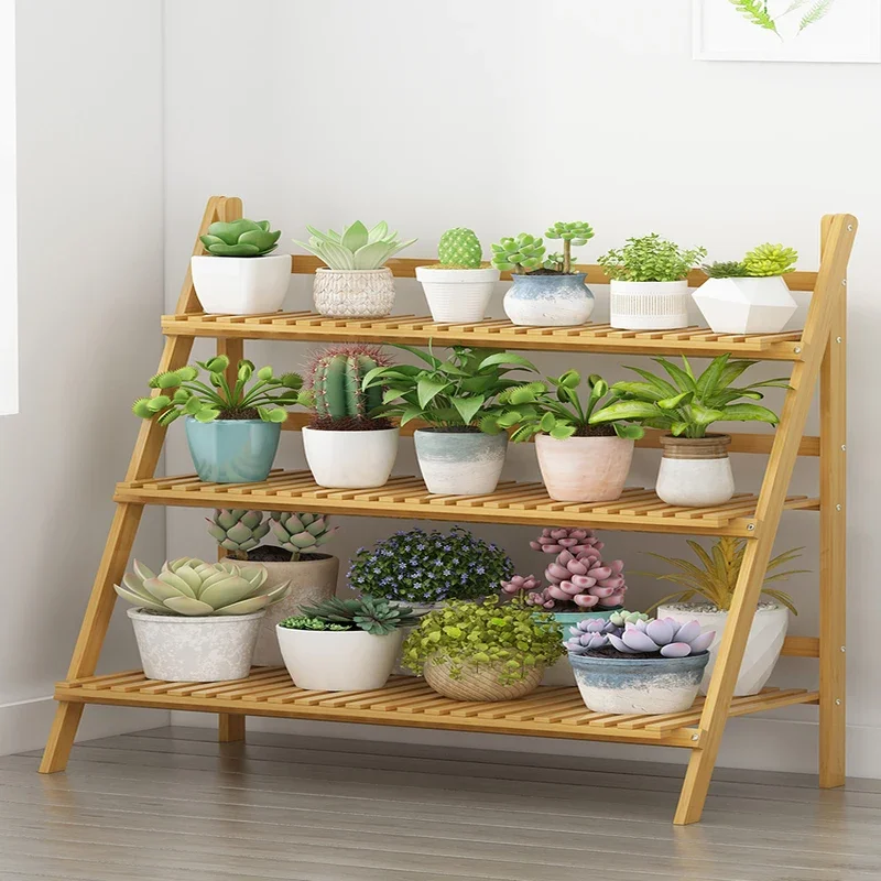 3-х уровневый бамбуковый горшок для растений полка лестница садовая стойка