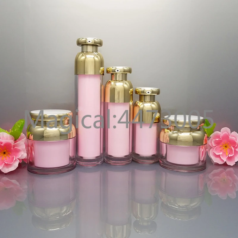 

30g Pink Acrylic Face/Eye Cream Jar 15/50/100ml Empty Lotion/Emulsion Airless Bottle Cosmetic Refillable Package Container