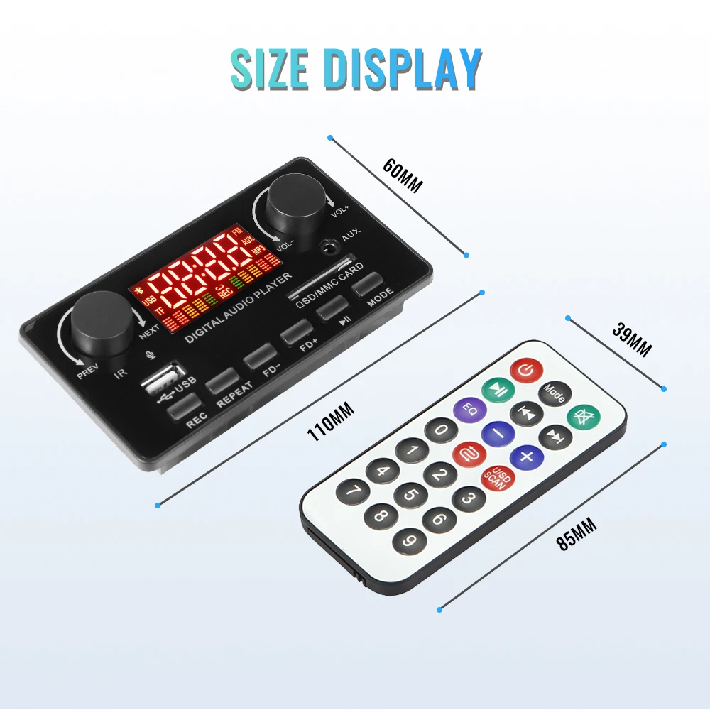 DC 7-25 в 2*40 Вт усилитель Bluetooth MP3 декодер плата 12 FM радио DIY модуль поддерживает TF