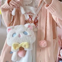 japanese kawaii ita shoulder bags cute plush fur lolita handbag for women 2022 cat crossbody bag female small handbag for girls