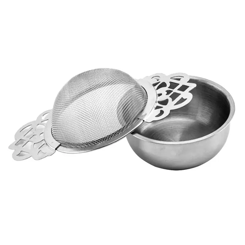 

Stainless Steel Tea Strainers with Drip Bowls Creative Loose Leaf Tea Strainers Filter (Silver)