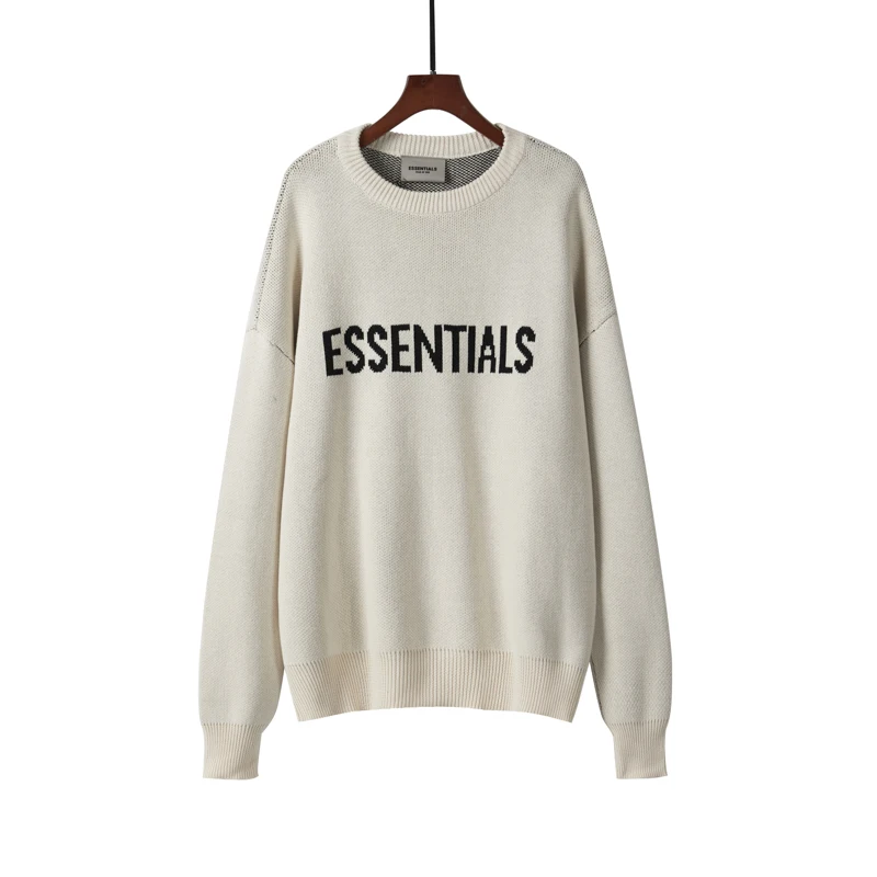 

2022 New Fashion Brand FOG ESSENTIAL High Street Fashion Men's and Women's Knitted Round Neck Sweater Black Sweater 870#