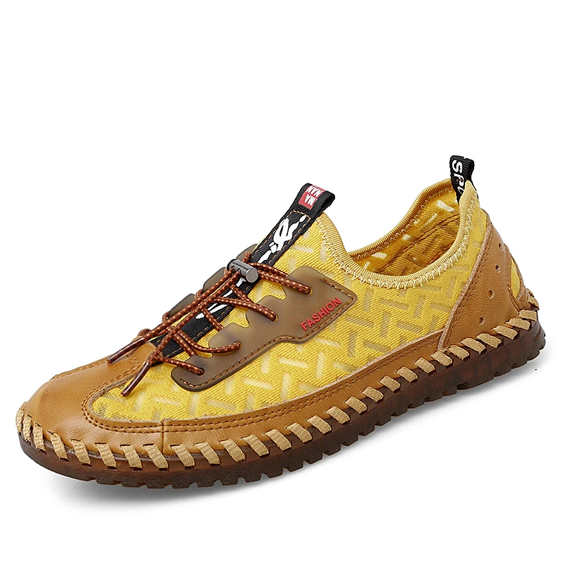 

Летняя сетчатая обувь, мужская повседневная обувь, модель 454647, кожа, дышащие, тонкие, с вырезами, на мягкой подошве, уличные легкие сетчатые туфли