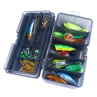 mixed colors fishing tackle set soft and hard lure wobblers baits fishing lure kit box crankbait minnow hooks boxes