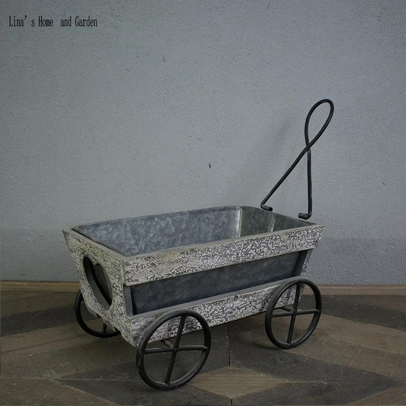 

wooden and zinc shabby chic handcrafted flowers carts vintage