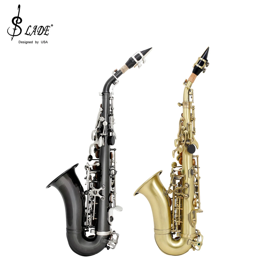 SLADE Bb саксофон-сопрано черный никелированный B набор плоских саксофонов с