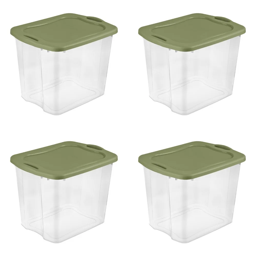 

Sterilite 95 Qt. EZ Carry Plastic, Clear/Sage Legume, Set of 4