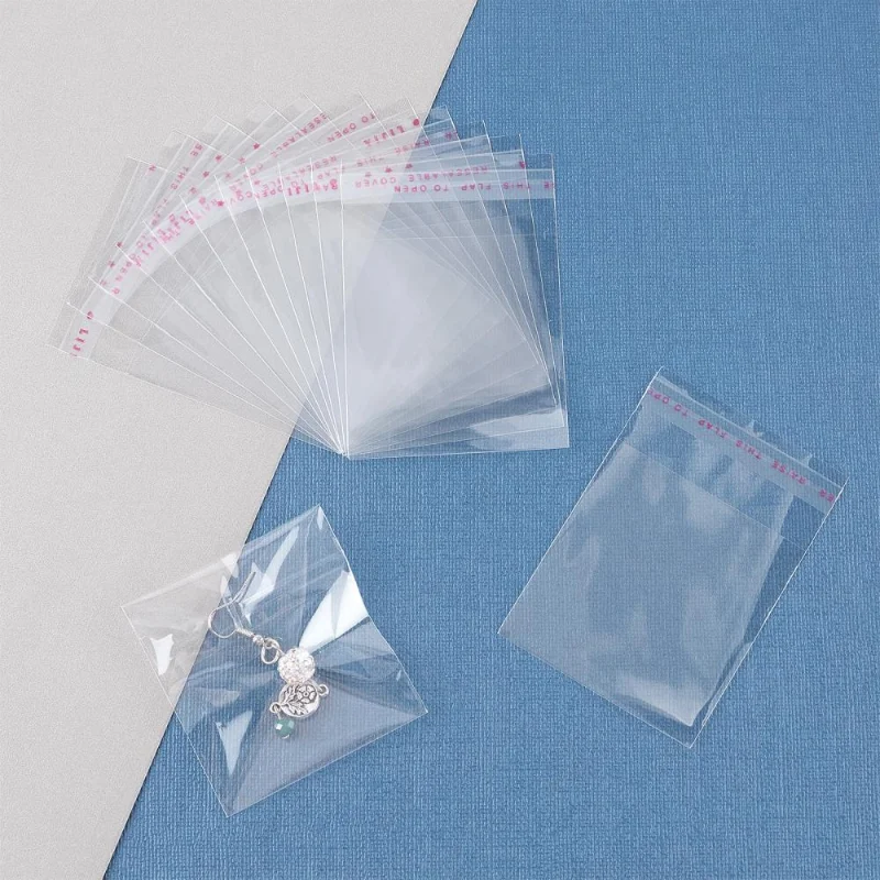 1000Pcs Wholesale OPP Cellophane Bags Clear Self-Adhesive Sealing Bag Jewelry Storage Pouch Wedding Party Candy Cookies Packing
