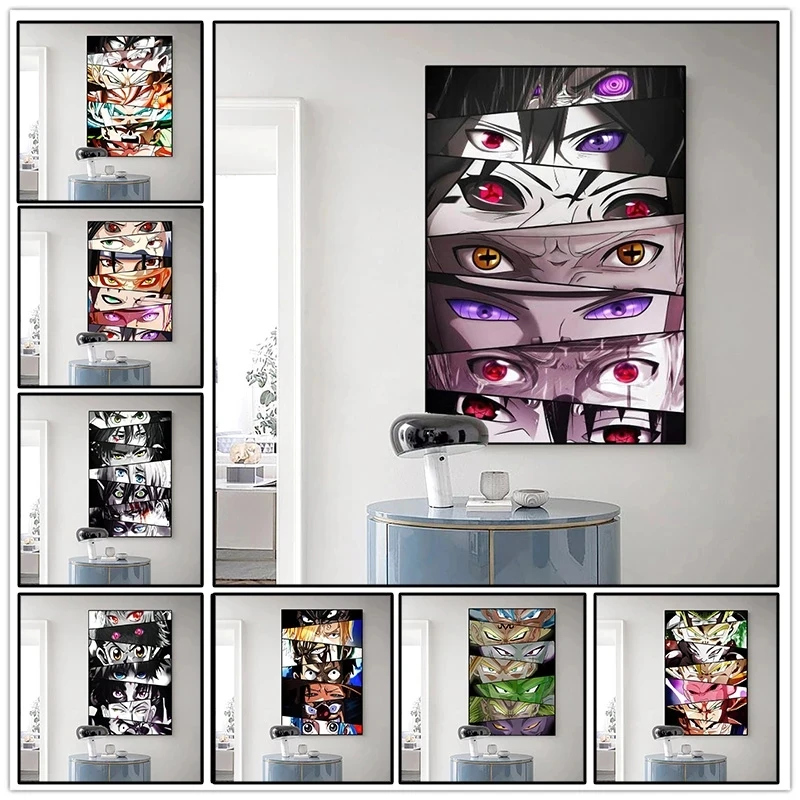 

Anime Characters Dragon Ball, One Piece, Naruto Eyes Canvas Oil Painting Art Poster Decorative Painting Mural Home Decoration
