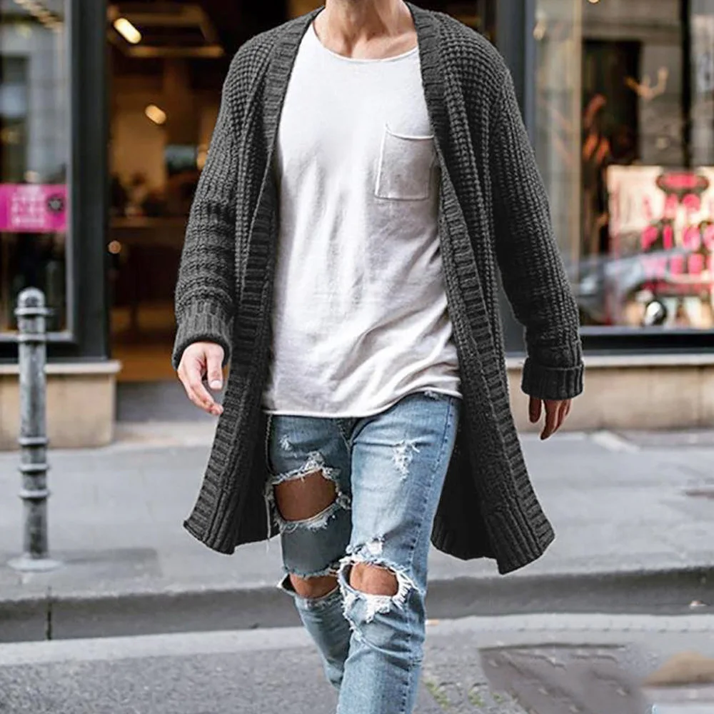 

Long Coats 2022 Size Men Clothes Solid Men's Loose Winter Cardigan S-2XL 5 Male Casual Sweaters Colors Sweater Knitted Autumn