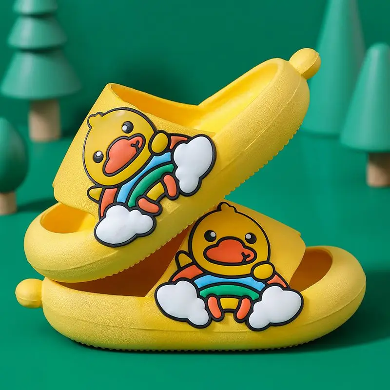 2023 New Summer Baby Home Slippers Soft Sole Non-slip Toddler Slides Cartoon Cute Yellow Duck Slippers Boys Girls Bathroom Slide enlarge