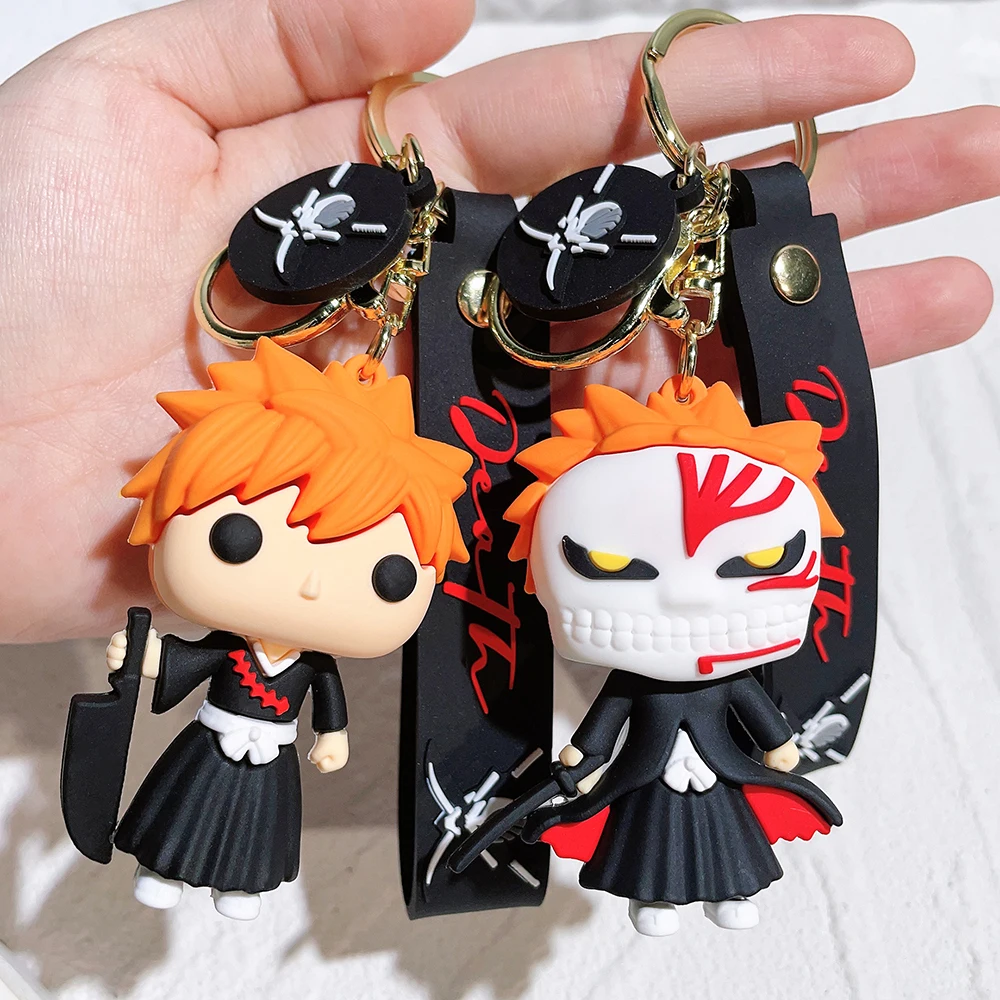 

Japan Anime BLEACH Figure Kurosaki Ichigo PVC Model Keychain Backpack Ornament Keyrings Car Pendant Key Holder for Toys Gifts