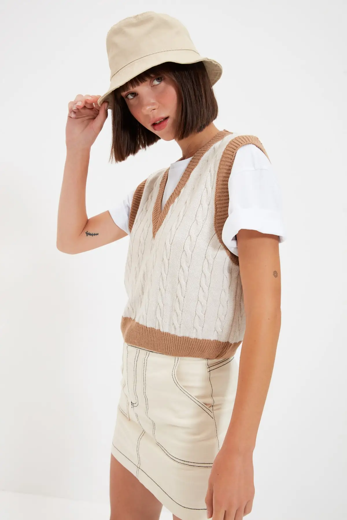 Трикотажный Джемпер с v-образным вырезом TWOAW22BZ0060 | Женская одежда