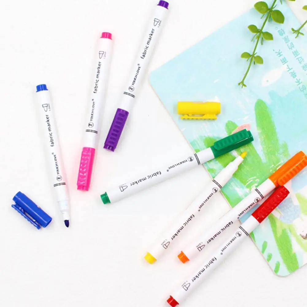 

8pcs/set Clothes Textile Markers Fabric Paint Pens Diy Writing T-shirt Pen Pigment Marker Painting Liner Crafts Pen Supplie P0k1