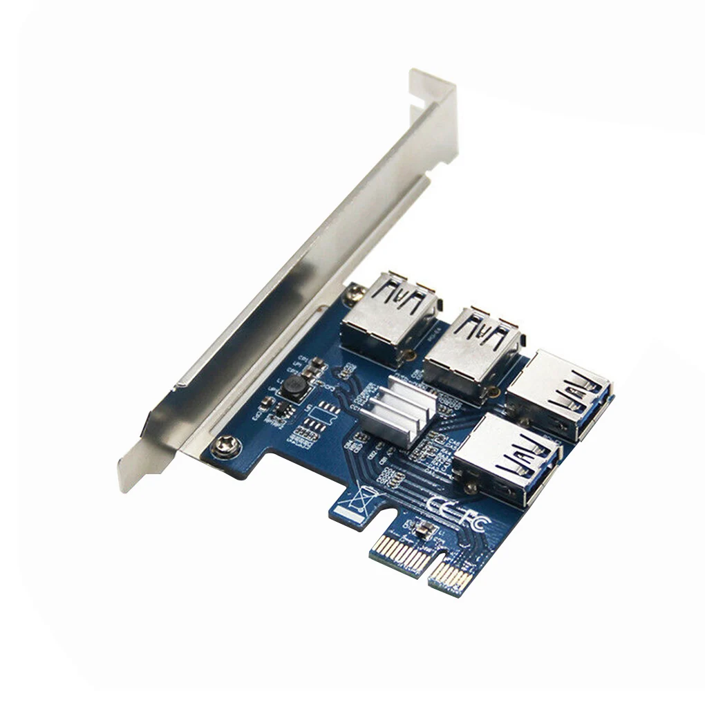 

New PCIE PCI-E PCI Express Riser Card 1 to 4 USB 3.0 Slot Hub Adapter 4-port Extender Card for WinXP/Win7/Win8/Win10