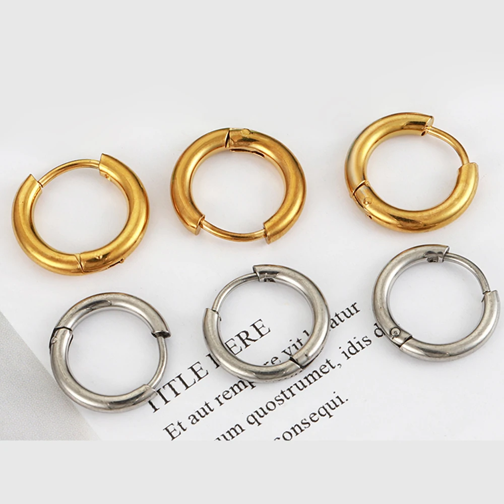 

10pcs Stainless Steel Circle Earrings Round Hoop Earrings Men Punk Style Hiphop Jewelry Gifts Fashion Earclip Piercing Accessory
