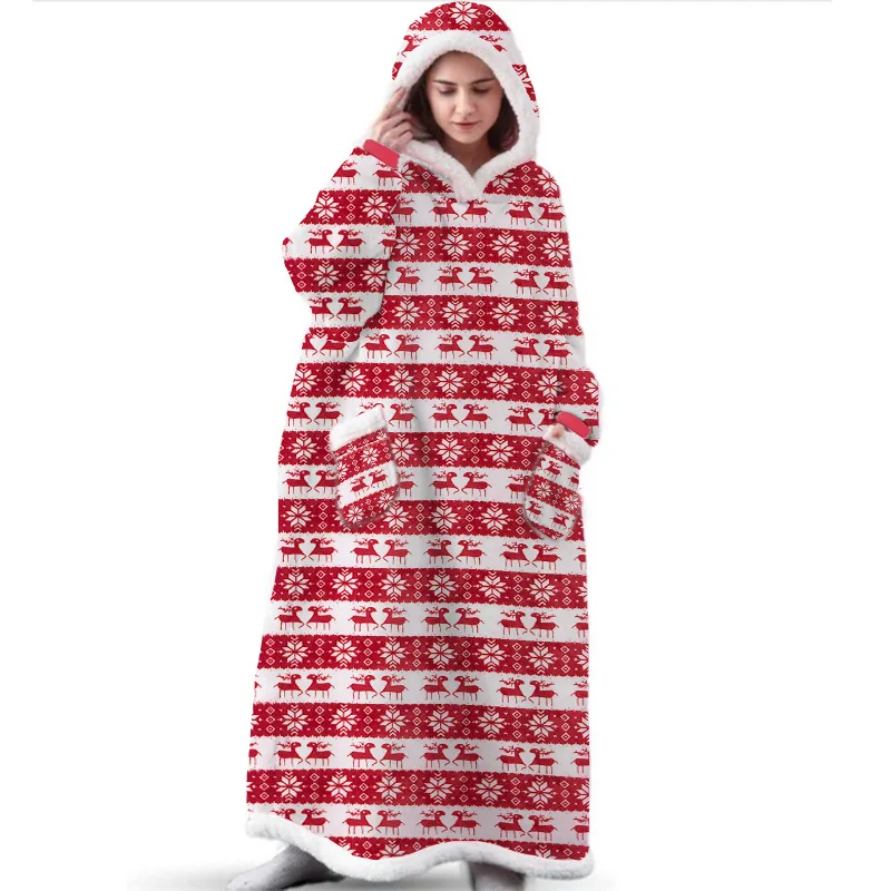 Christmas Hooded Blankets Pullover Giant TV Blanket Super Long Hoodie Blankets Winter Oversized Hoodies Sweatshirt Women Men