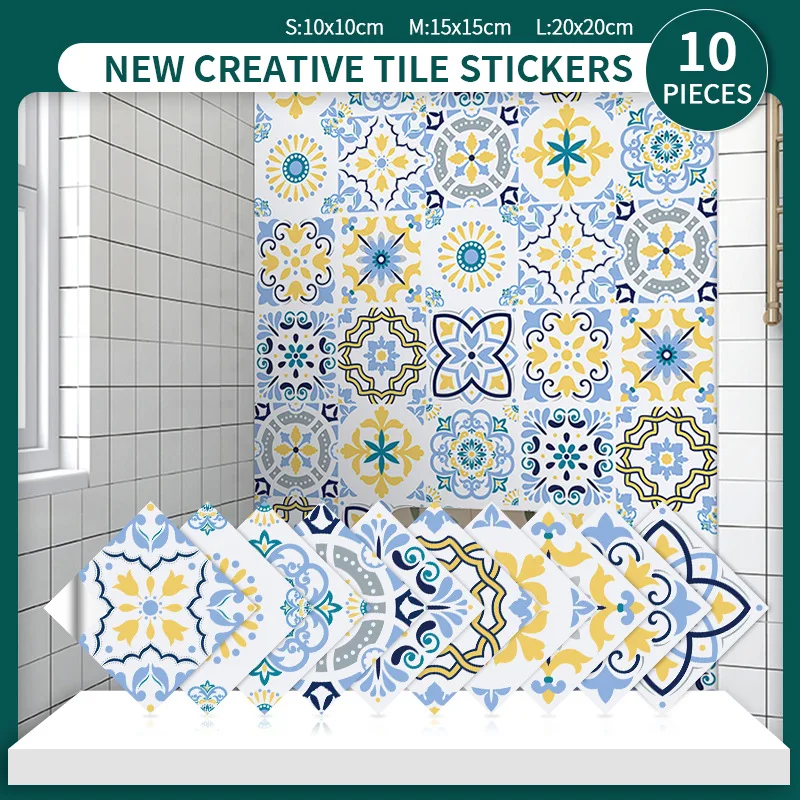 

Mandala Crystal Tile Sticker Self-adhesive 3D Wall Sticker Kitchen Bathroom Wardrobe Decor Art Mural Waterproof PVC Wall Decals