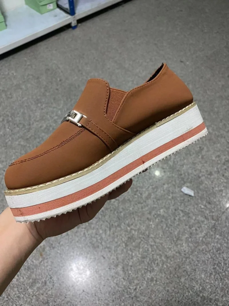 

Women's Shoes 2023 Fall New Metal Decoration Fashion Slip-on Thick Sole Vulcanized Shoes Casual Canvas Walking Running Sneakers