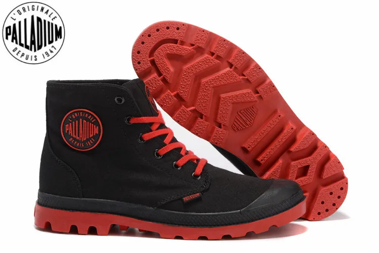 

PALLADIUM Pampa Classic Black and red Canvas Shoe Ankle Botas Cowboy Sneakers Boots Fashion Canvas Men Shoes Size Eur 40-44