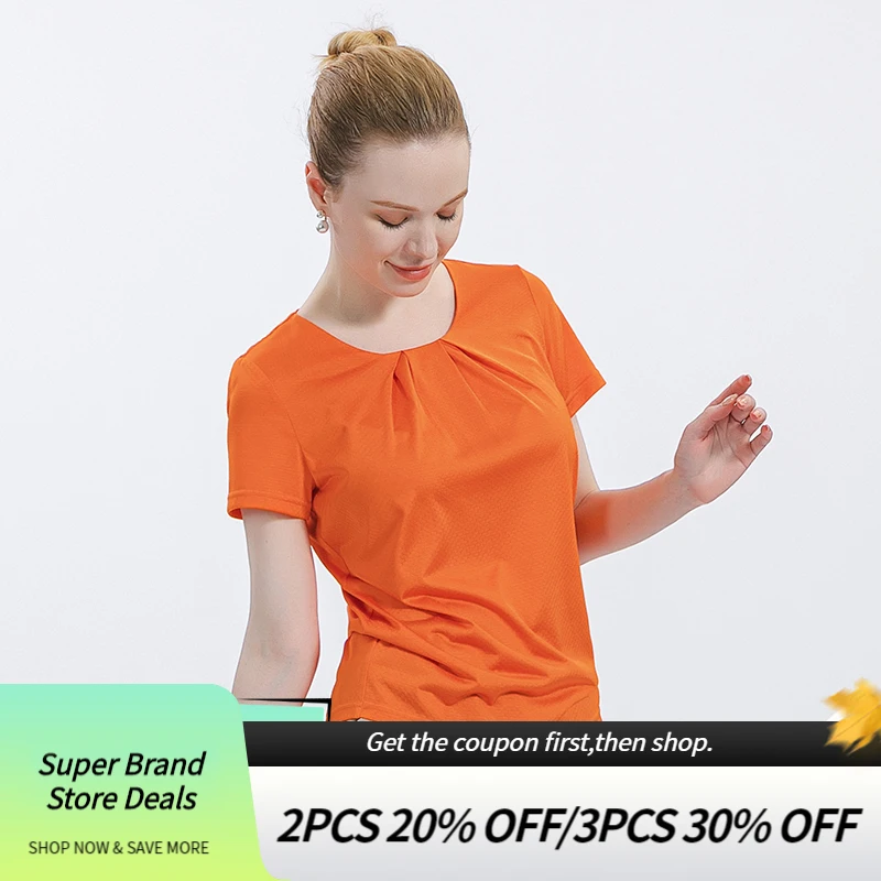 

Double-sided High Elastic Silk O-Neck Woman Tshirts Short-sleeved Solid Color T-shirt Top Casual Knitted Sweater Women BS5087