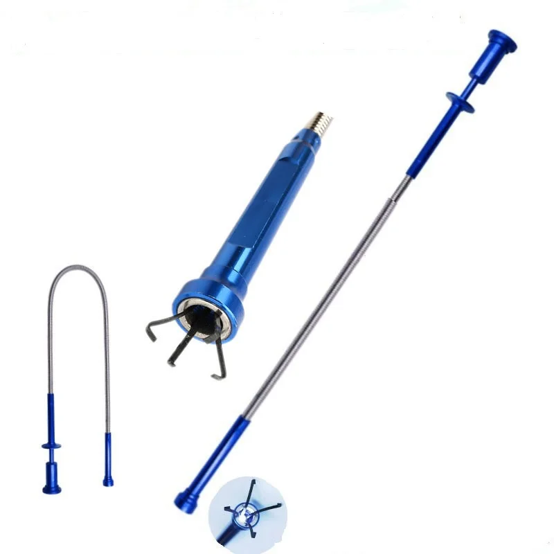 

23,6-дюймовый гибкий магнит с 4 когтями, светодиодный светильник, магнитный датчик с длинной пружиной, ловушка для ремонта автомобиля, унитаз, гаджет, инструмент для захвата канализации