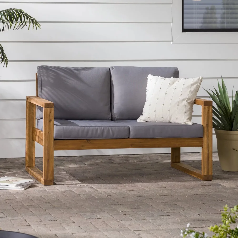 

52" Modern Patio Loveseat - Brownreclining outdoor chair