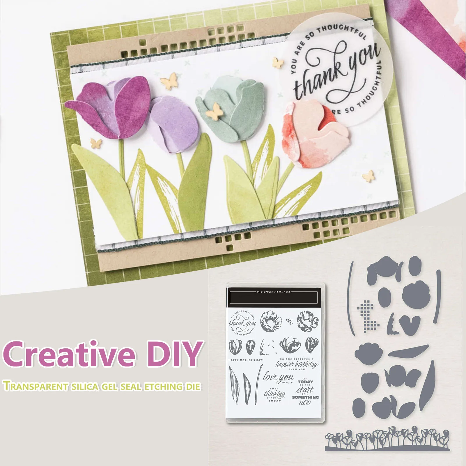 

Вырубные штампы с прозрачным силиконовым штампом, DIY тиснение из углеродной стали Stencil, прочный для изготовления карт, скрапбукинга LB88