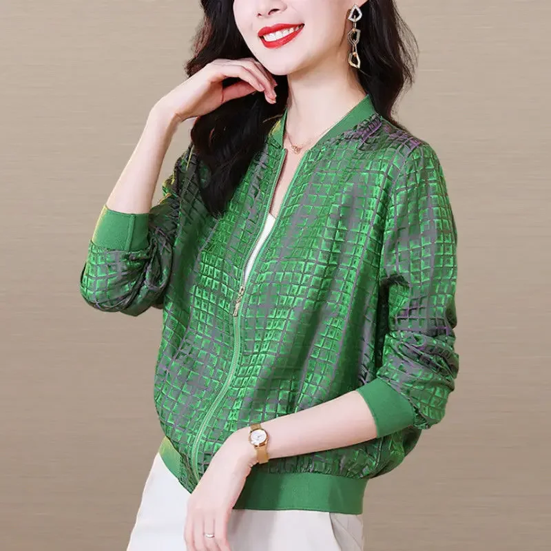 Бейсбольное пальто-авиатор с решетчатым принтом женская роскошная повседневная