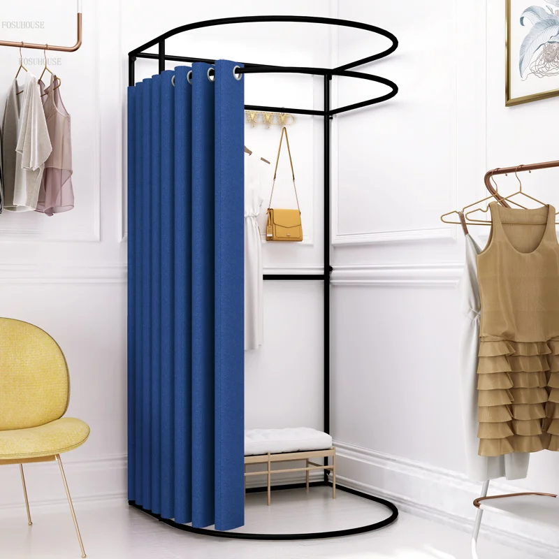 

Fitting Simple Storage Racks Shopping Mall Clothing Store Dressing Room Display Rack Curtain Movable Portable Floor Shees