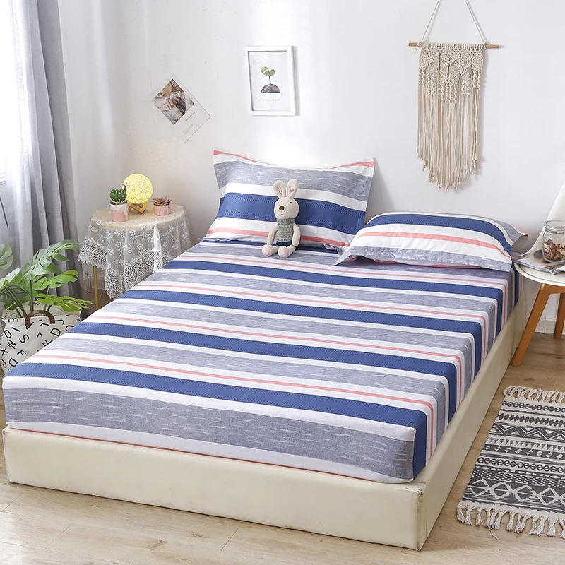 

1pc 100%Polyester Solid Fitted Sheet Mattress Cover Four Corners With Elastic Band Bed Sheet(no pillowcases)
