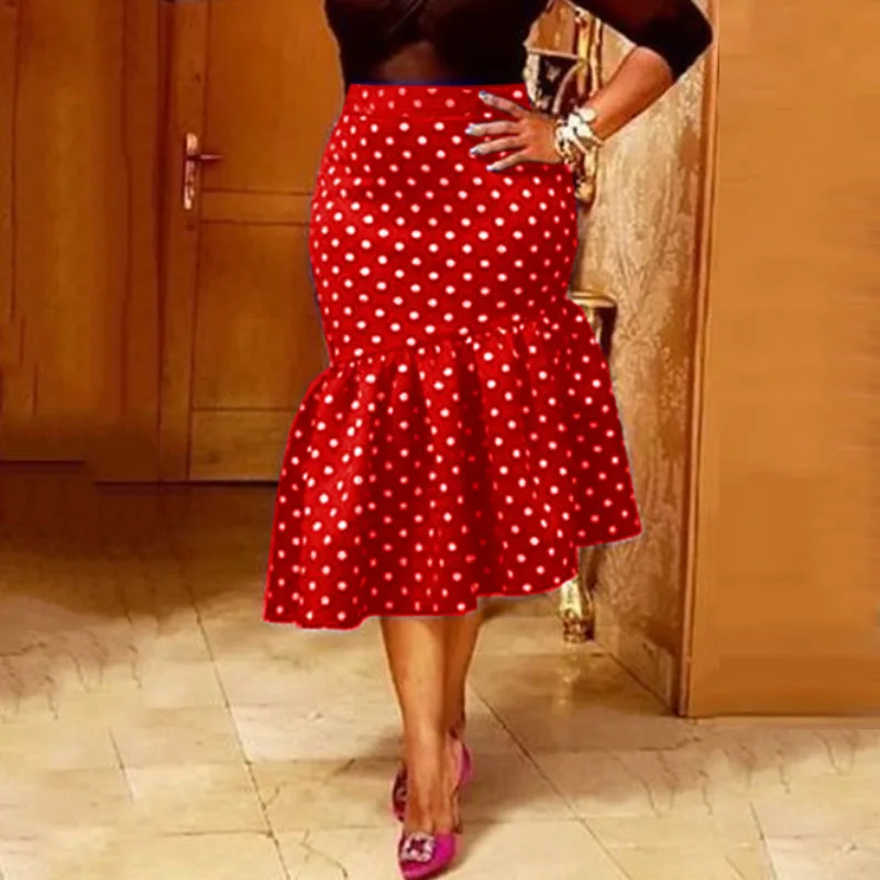 

Юбка-миди Женская Асимметричная с завышенной талией и принтом в горошек